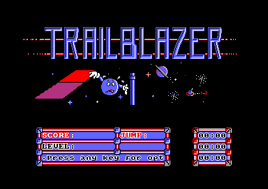 Trailblazer (Amstrad CPC) screenshot: Title screen