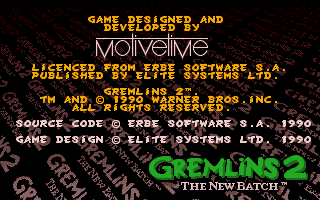 Gremlins 2: The New Batch (Amiga) screenshot: Copyright info