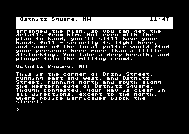 Border Zone (Commodore 64) screenshot: Starting location, act 3