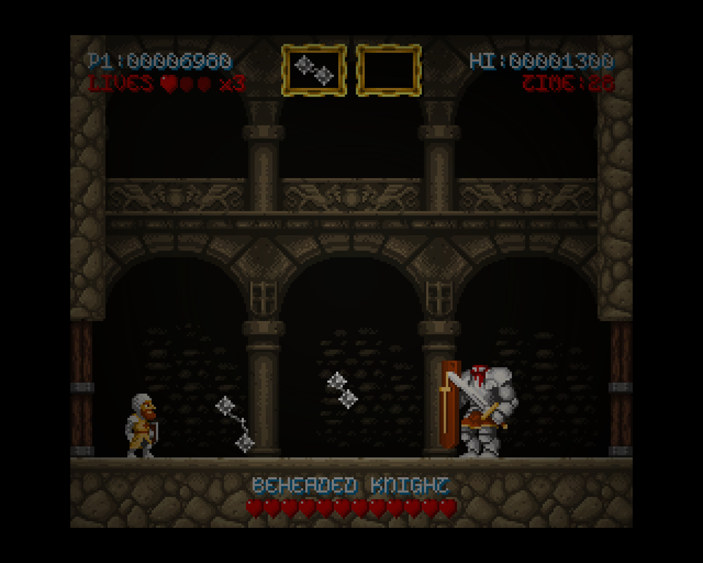 Maldita Castilla (Linux) screenshot: The first boss, the Headless Knight