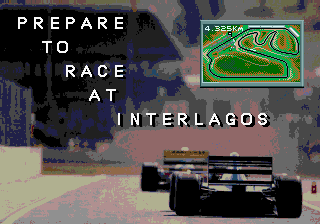 Formula One (Genesis) screenshot: The Brazillian track - literally "between the lakes"