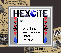 Hexcite: The Shapes of Victory (Game Boy Color) screenshot: Main Menu