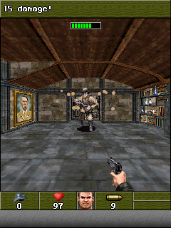 Wolfenstein RPG (J2ME) screenshot: Shooting at a guard.