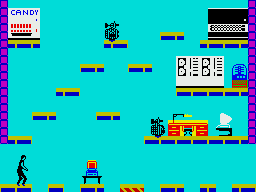 Impossible Mission (ZX Spectrum) screenshot: Lots of platforms in this room
