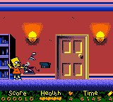 The Simpsons: Night of the Living Treehouse of Horror (Game Boy Color) screenshot: Bart Simpson in non-stop slingshot action!