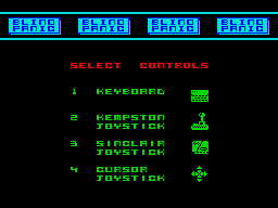 Blind Panic (ZX Spectrum) screenshot: Control options