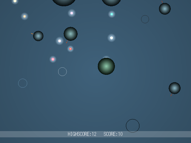 Cactus Arcade 2.0 (Windows) screenshot: Silent Chain: Down to one bubble again, and firing at the other bubbles to blow them up.