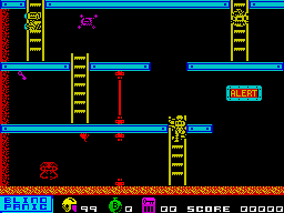 Blind Panic (ZX Spectrum) screenshot: Jumping onto the tab released the shut door
