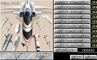 F29 Retaliator (Amiga) screenshot: Select armament