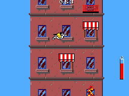 The Incredible Crash Dummies (SEGA Master System) screenshot: Slick jumps off the roof...