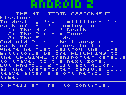 Android Two (ZX Spectrum) screenshot: Instructions