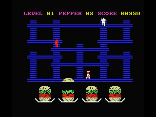 MacAttack (MSX) screenshot: Walk through the maze and make some burgers