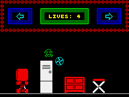 Incredible Shrinking Fireman (ZX Spectrum) screenshot: Sid's masked by the red on the left