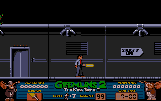 Gremlins 2: The New Batch (Amiga) screenshot: Using laser weapon