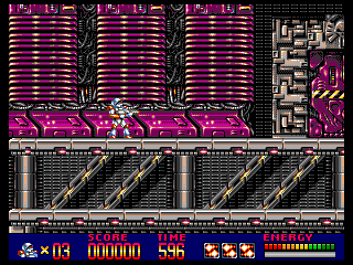Mega Turrican (Amiga) screenshot: Begin of level 1