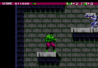 The Incredible Hulk (Genesis) screenshot: Ledges come into play.