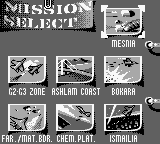F-15 Strike Eagle (Game Boy) screenshot: Mission select