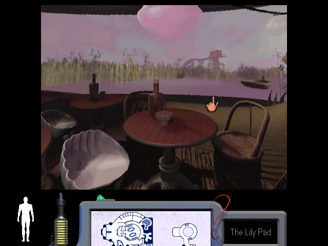 The Space Bar (Windows) screenshot: A new, quiet area of the bar opens later in the game. Just sit and relax... because this game needs everything you've got to crack it