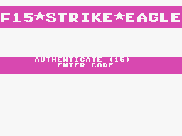 F-15 Strike Eagle (MSX) screenshot: Enter an authentication code (MSX1)