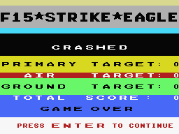 F-15 Strike Eagle (MSX) screenshot: You've crashed (MSX1)