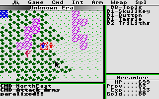 Ultima II: The Revenge of the Enchantress... (Atari ST) screenshot: Attack - arms paralized