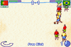 Ultimate Beach Soccer (Game Boy Advance) screenshot: Taking a free kick