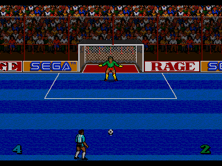 Ultimate Soccer (Genesis) screenshot: Penalty kick screen