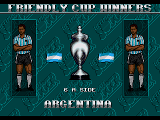 Ultimate Soccer (Genesis) screenshot: Going a bit overboard from a friendly, no?