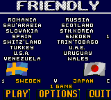 Ultimate Soccer (Game Gear) screenshot: Setting up a friendly game