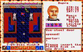 Ultima VI: The False Prophet (Atari ST) screenshot: Character stats