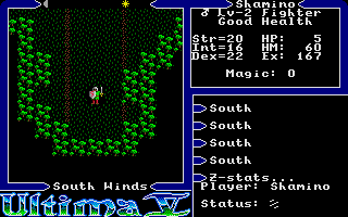 Ultima V: Warriors of Destiny (Atari ST) screenshot: Character stats