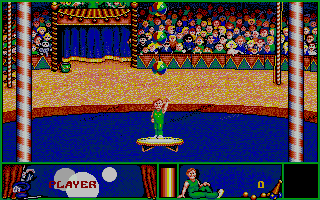 Circus Attractions (Atari ST) screenshot: Trampoline training