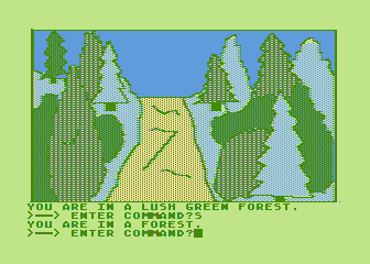 Hi-Res Adventure #4: Ulysses and the Golden Fleece (Atari 8-bit) screenshot: I'm somewhere in a lush green forest