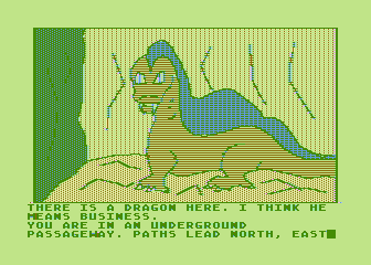 Hi-Res Adventure #4: Ulysses and the Golden Fleece (Atari 8-bit) screenshot: A deadly dragon!