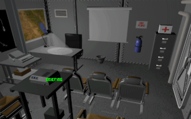 Combat Air Patrol (DOS) screenshot: Ops briefing room