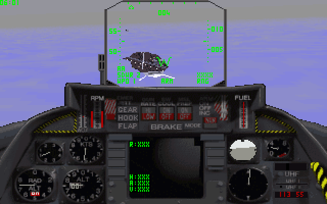 Combat Air Patrol (DOS) screenshot: Lining up for a carrier landing.