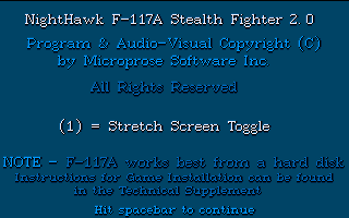 F-117A Nighthawk Stealth Fighter 2.0 (Amiga) screenshot: Title Screen