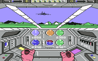 Infiltrator (Commodore 64) screenshot: Jet nearby