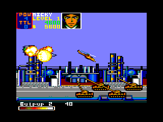 U.N. Squadron (Amstrad CPC) screenshot: Shot down