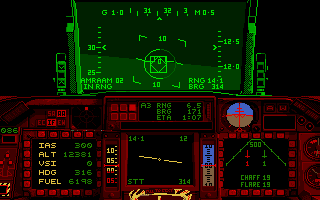 F-16 Combat Pilot (Amiga) screenshot: Flying a night mission