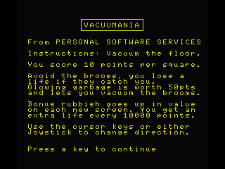 Vacuumania (MSX) screenshot: Instructions... if needed... is a pac-man clone!