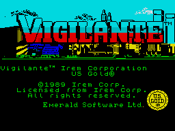 Vigilante (ZX Spectrum) screenshot: Title Screen