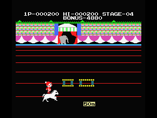 Circus Charlie (MSX) screenshot: Ride the horse