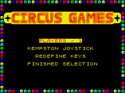 Circus Games (ZX Spectrum) screenshot: Main menu