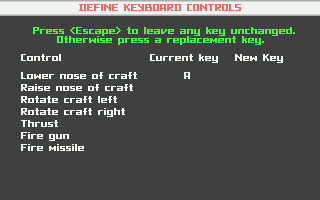 Virus (Atari ST) screenshot: Control selection