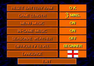 Championship Soccer '94 (Genesis) screenshot: Options