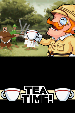 Henry Hatsworth in the Puzzling Adventure (Nintendo DS) screenshot: Once Henry's super meter is full - it's tea time!