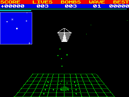 Virus (ZX Spectrum) screenshot: The ground is simpler, but moves fast