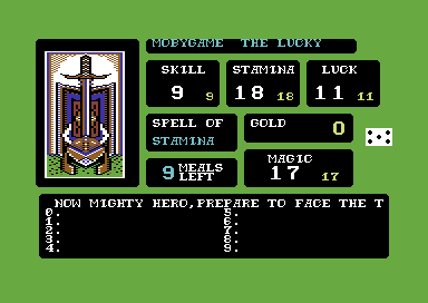 The Citadel of Chaos (Commodore 64) screenshot: Generating your character