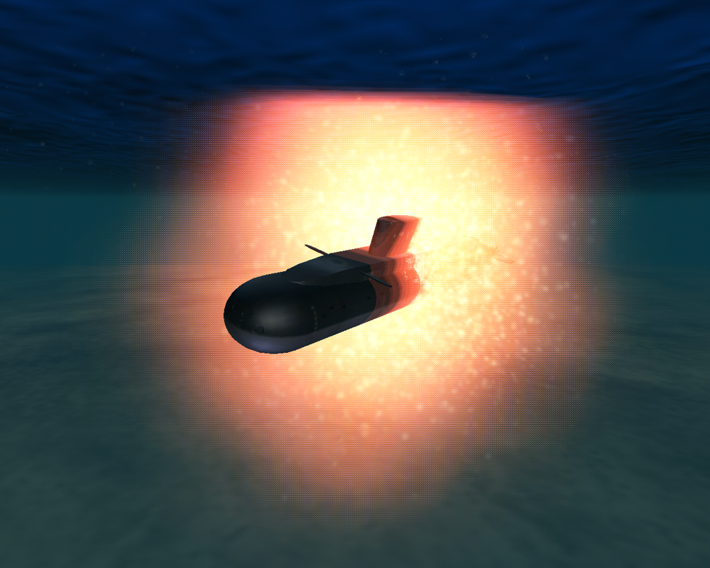 Dangerous Waters (Windows) screenshot: Intro movie: The torpedo hits the enemy submarine.
